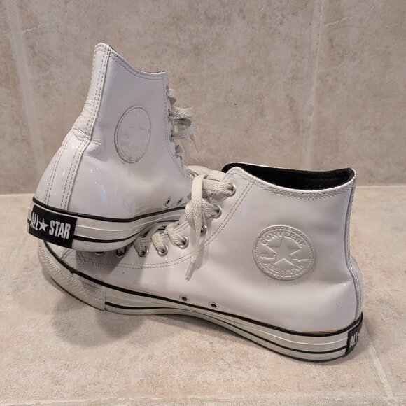 Converse Other - Converse Chuck Taylor All Star Athletic Shoes White Patent Leather Sneaker Sz 12